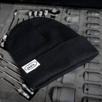 HEL Beanie Schwarz mit Weißen Aufnäher