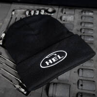 HEL Beanie Schwarz mit Wei&szlig;en Stick